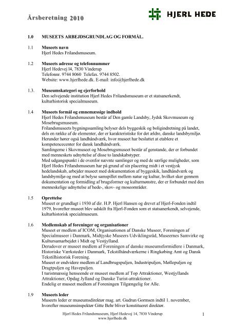 Årsberetning 2010 - Hjerl Hede