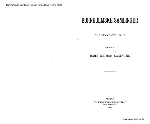Bornholmske Samlinger - Bind 21 - Bornholms Historiske Samfund