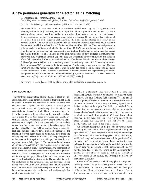 A new penumbra generator for electron fields matching - UCSF ...