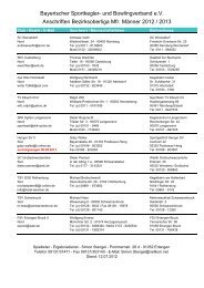 Bayerischer Sportkegler- und Bowlingverband e.V. Anschriften ...