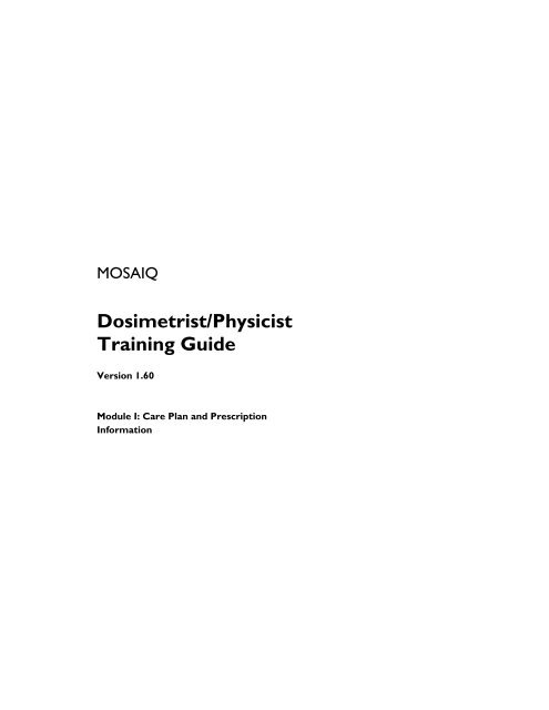 Dosimetrist/Physicist Training Guide - UCSF Radiation Oncology