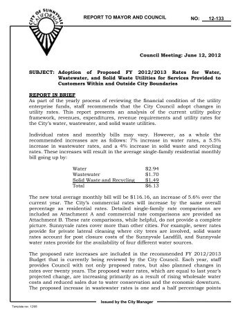 RTC Template - (Ch. 2, Art. 2) - City of Sunnyvale - State of California