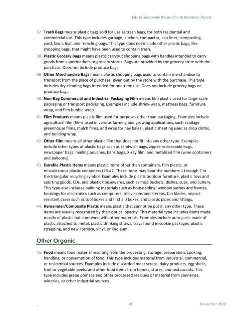 City of Sunnyvale Waste Characterization Report