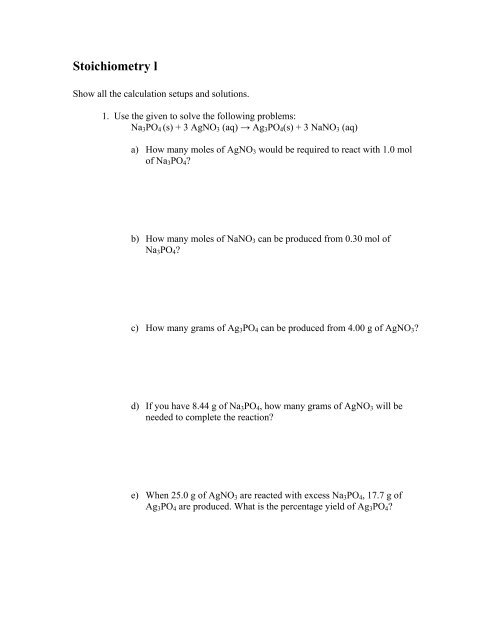 Stoichiometry Practice