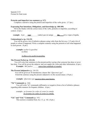Spanish 1 final exam essay