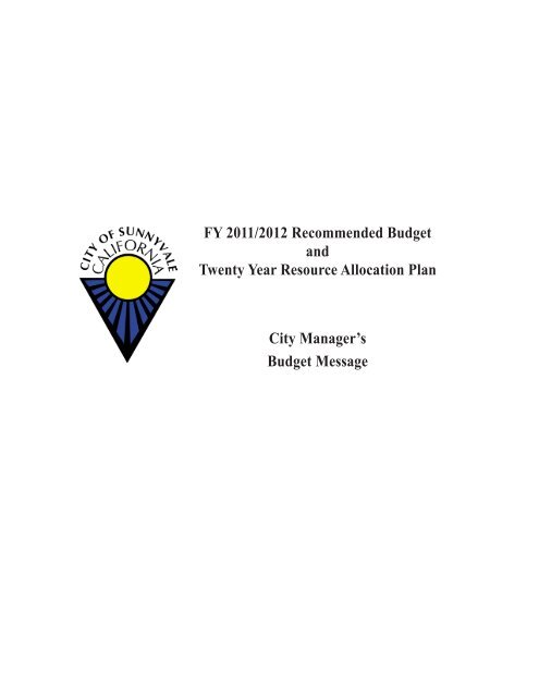 20-Year Resource Allocation Plan - City of Sunnyvale