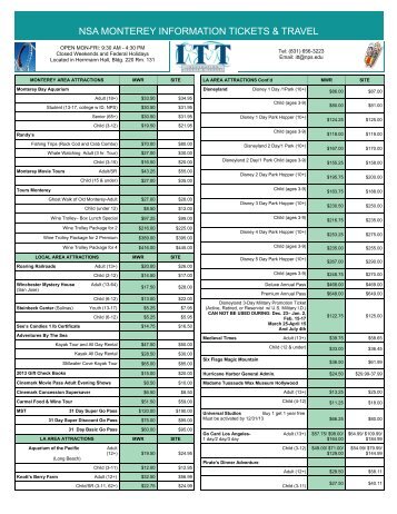 nsa monterey information tickets & travel - NavyLifeSW.com