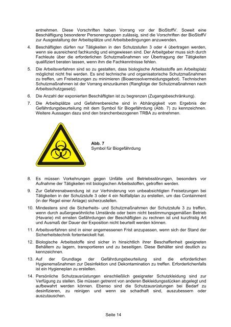 Biologische Arbeitsstoffe - Bakterien, Viren, Parasiten, Pilze in der ...