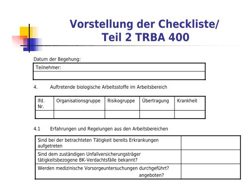 Erfahrungen mit der Umsetzung der BioStoffV im ...