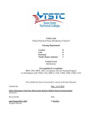 VNSG 1161 Clinical Practical Nurse Introductory Clinical I Nursing ...
