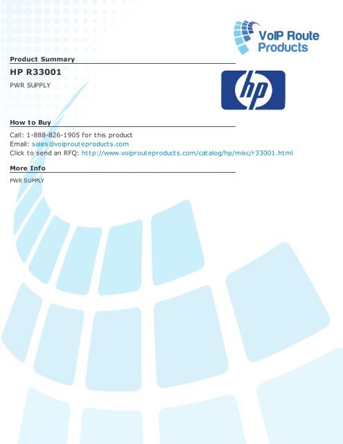 Hp R33001 - VoIPRoute Products