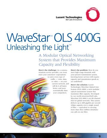 WaveStar OLS 400G - English Version - Launch 3 Telecom
