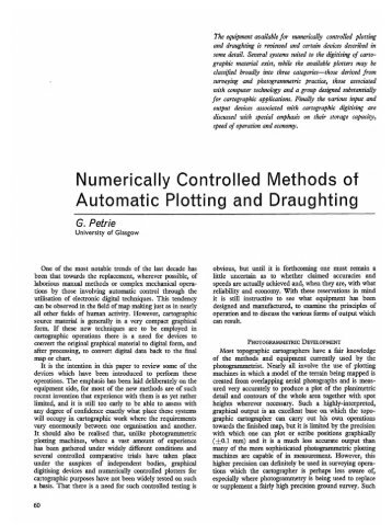 Numerically Controlled Methods of Automatic Plotting and Draughting