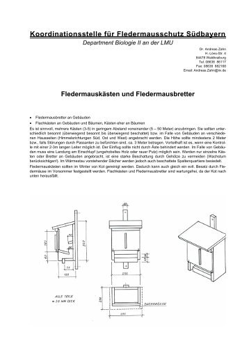 Fledermauskästen und Fledermausbretter - Fledermaus-Bayern