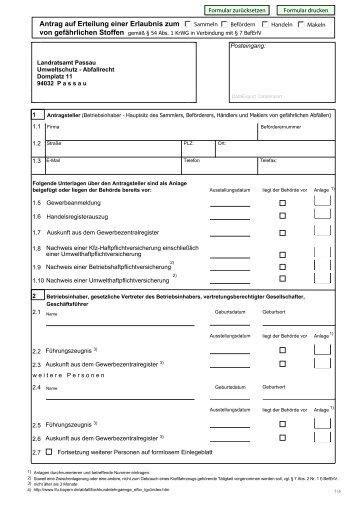 Antrag auf Erteilung einer Erlaubnis zum - Landkreis Passau