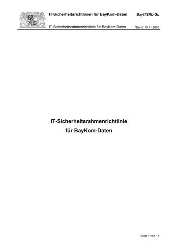 IT-Sicherheitsrahmenrichtlinie für BayKom-Daten - Landkreis Passau