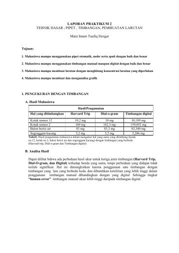 LAPORAN PRAKTIKUM 2 TEHNIK DASAR ; PIPET ... - OpenWetWare