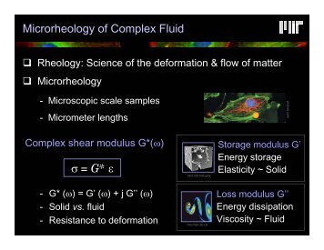 Microrheology of Complex Fluid σ = G* ε - OpenWetWare