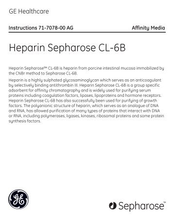 Heparin Sepharose CL-6B - GE Healthcare Life Sciences