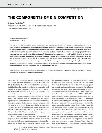 THE COMPONENTS OF KIN COMPETITION - OpenWetWare