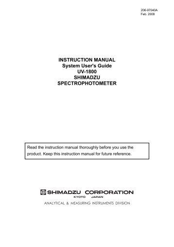 INSTRUCTION MANUAL System User's Guide UV ... - OpenWetWare