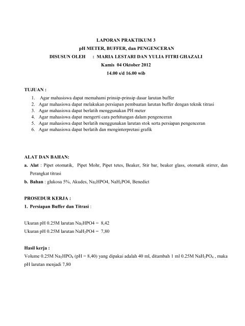 LAPORAN PRAKTIKUM 3 pH METER, BUFFER ... - OpenWetWare