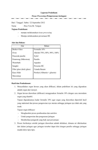 Laporan Praktikum Tissue Processing ... - OpenWetWare
