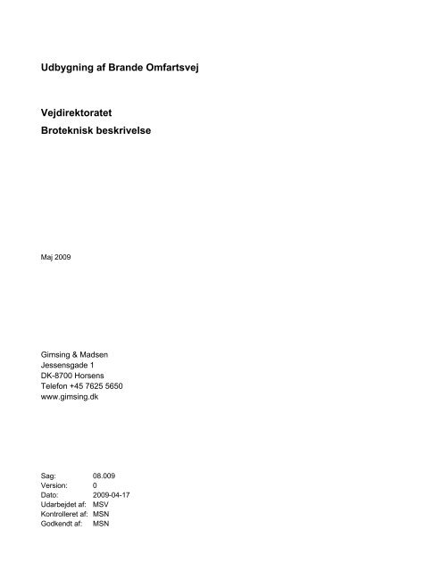 Udbygning af Brande Omfartsvej Vejdirektoratet Broteknisk ...