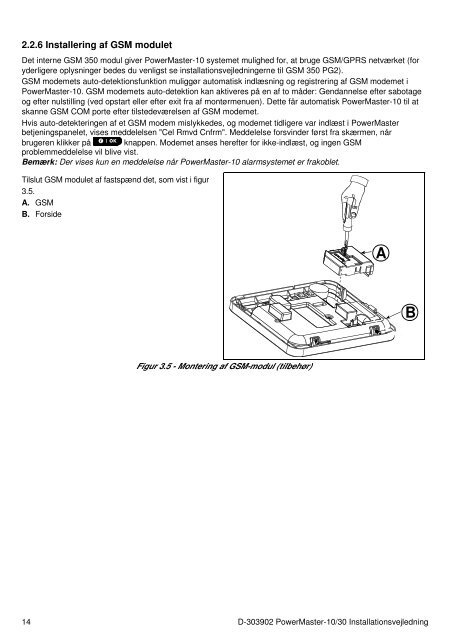 D-303902 PowerMaster-10/30 Installationsvejledning - Visonic