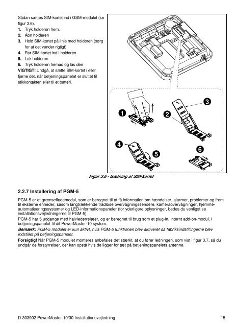 D-303902 PowerMaster-10/30 Installationsvejledning - Visonic