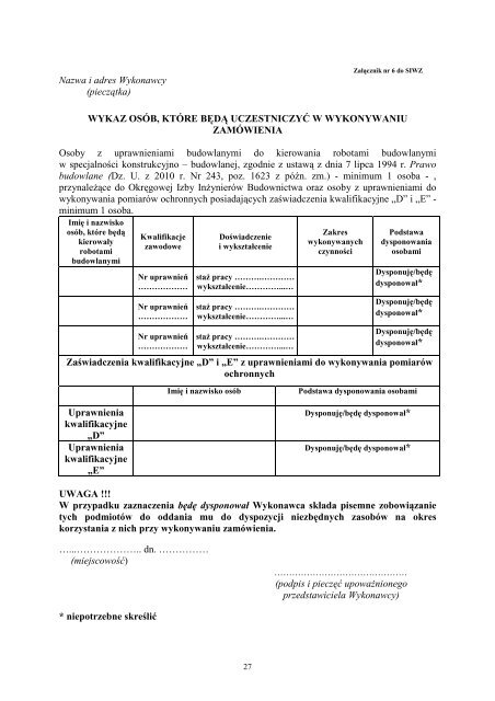 SIWZ - Zamówienia Publiczne - Centrum Szkolenia Policji