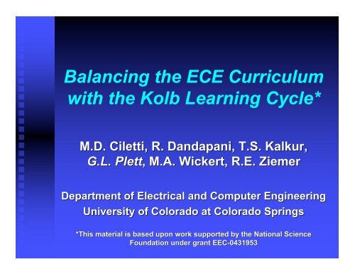 Balancing the ECE Curriculum with the Kolb Learning Cycle*