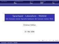 Sprachspiel - Lebensform - Weltbild - Die Grenzen meiner Sprache ...