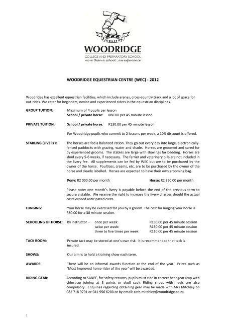woodridge equestrian centre (wec) - 2012 - ShowMe™ South Africa