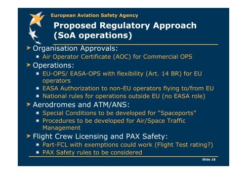 Accommodating Sub-orbital Flights into the EASA Regulatory ... - ESA