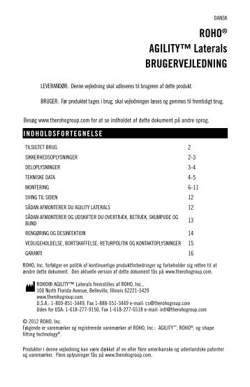 ROHO® AGILITY™ Laterals BRUGERVEJLEDNING