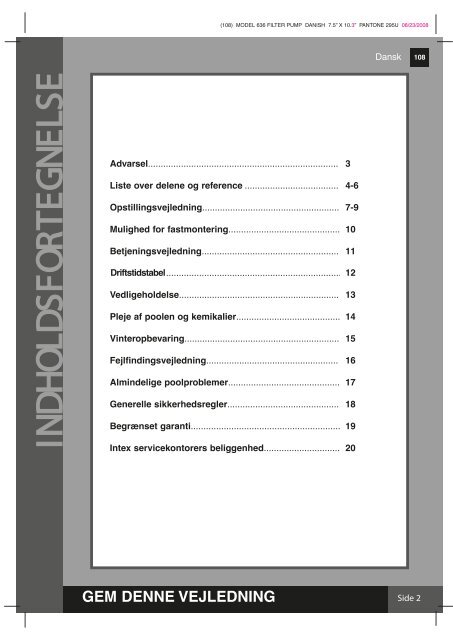 Hent vejledning i PDF format - Intex Nordic