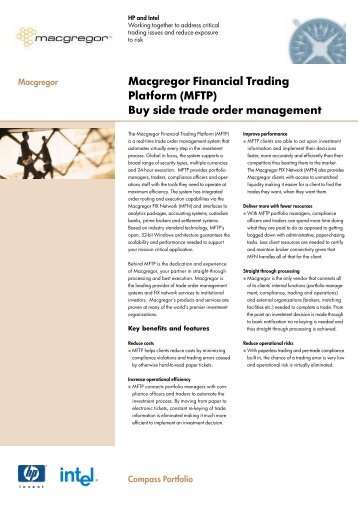 Macgregor Financial Trading Platform (MFTP) - Large Enterprise ...