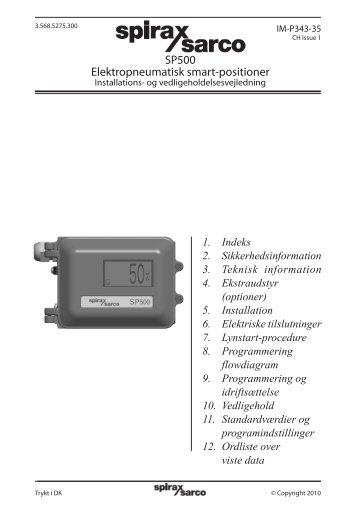 SP500 Electropneumatic Smart Positioner - Spirax Sarco