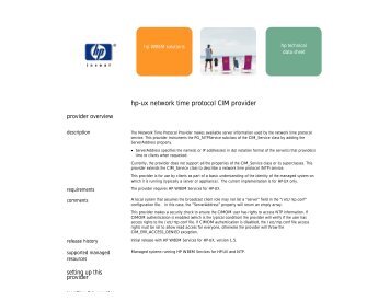 HP-UX network time protocol CIM provider (pdf)