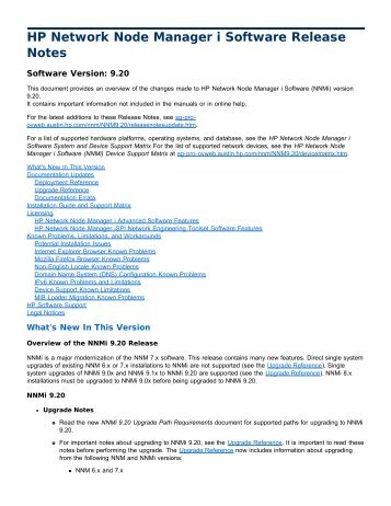 HP Network Node Manager i Software Release Notes - Large ...