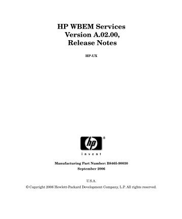 HP WBEM Services Version A.02.00, Release Notes - Large ...