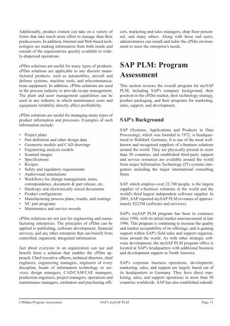 CIMdata review on SAP's PLM cPDm program (PDF) - Large ...