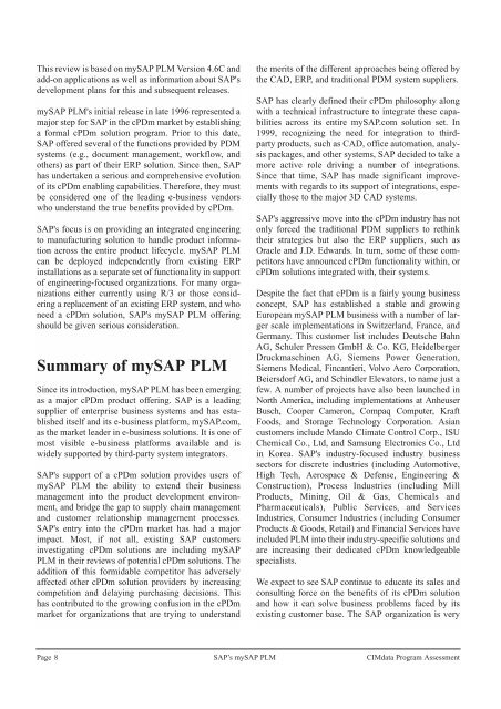 CIMdata review on SAP's PLM cPDm program (PDF) - Large ...