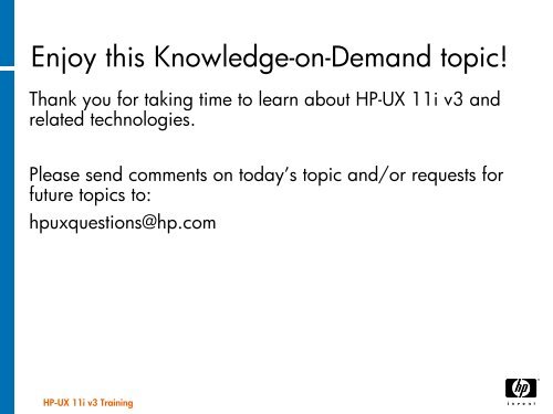 HP-UX 11i Knowledge-on-Demand