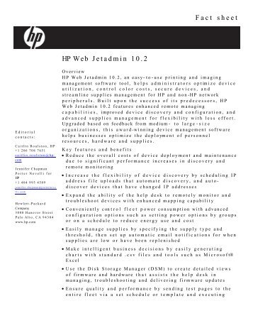 Web Jetadmin Fact Sheet- FINAL - Large Enterprise Business - HP