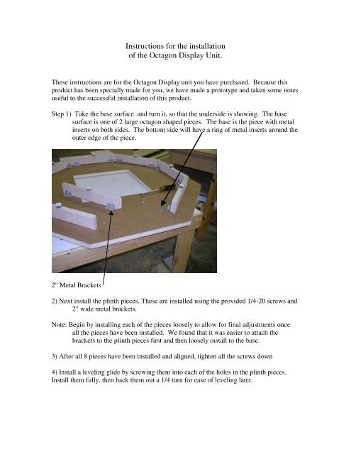 Instructions for the installation of the Octagon Display Unit. - Bretford