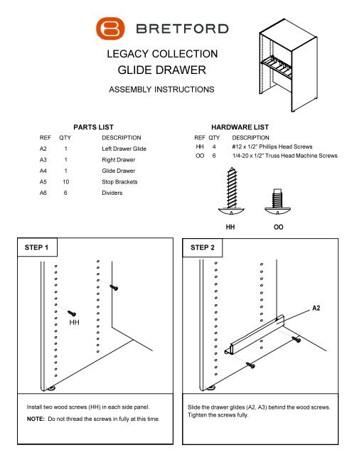 Media Storage Glide Drawer Instructions Bretford
