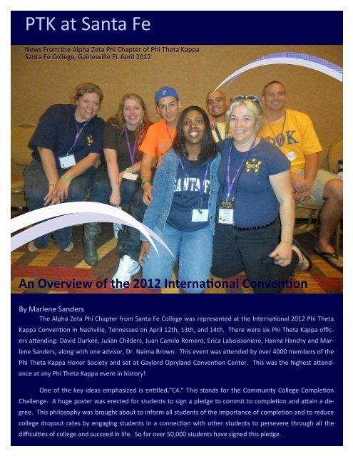 News Article on Our Trip to the International PTK ... - Santa Fe College