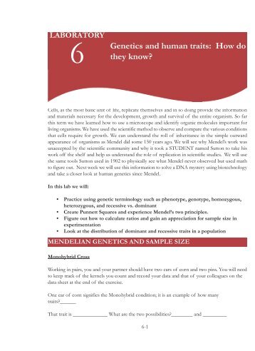 Lab 6 Genetics and human traits:Layout 1.qxd
